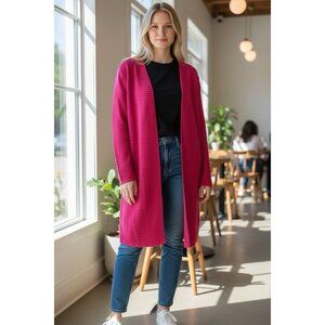 Talbots Fuchsia Pink Cotton Blend Open Style Sweater Cardigan NWT Size 2X